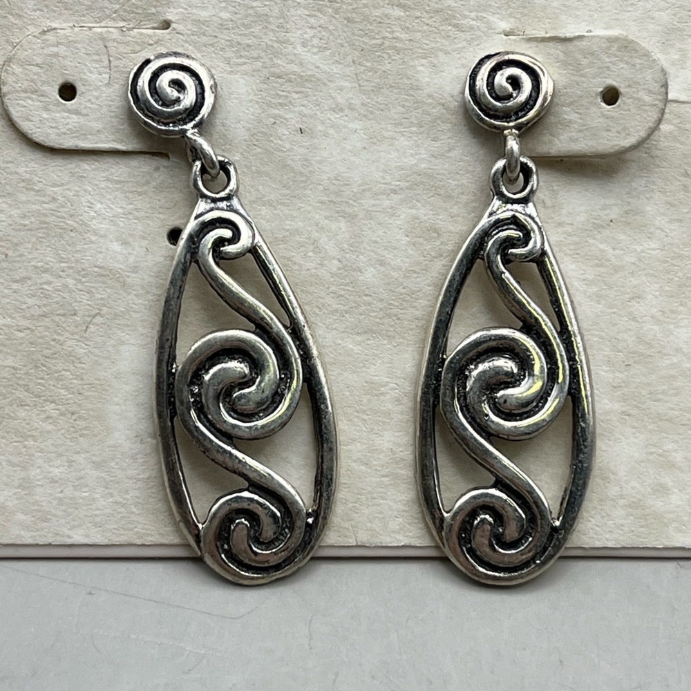 Elegant Sterling Silver Swirl Dangling Earrings